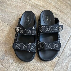 Black Denim Clog Sandals